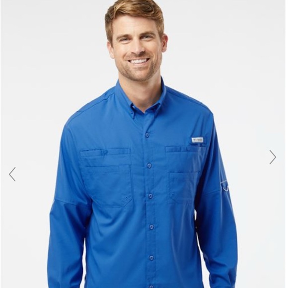 Columbia, Sz XXL, PFG, fishing gear, royal blue snap buttons long sleeve - Picture 1 of 8